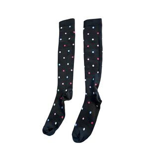 Black Knee-High Socks With Colorful Compression Polka Dots